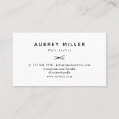 Black White Swirly Script Scissors Hair Stylist Visitekaartje (Achterkant)