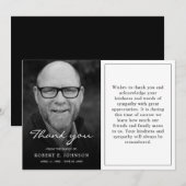 Black & White Sympathy Grief Loef Funeral Photo Bedankkaart (Voorkant / Achterkant)