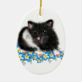 Black White Syrian Hamster gifts Keramisch Ornament