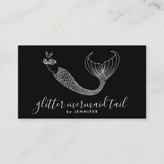 Black White Tail Mermaid Visitekaartje (Voorkant)