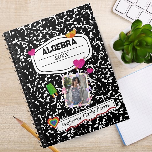 Black White Teen Collage Custom Photo Notebook Notitieboek