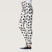 Black White Tennis Ball Racket Simple Classy Girl Leggings (Links)