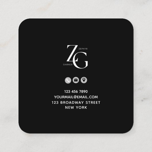 Black | White Texture Social Media QR Code Vierkante Visitekaartje (Achterkant)