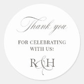 Black & White Thank You Wedding Favor Sticker (Voorkant)