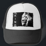 Black White The King Modern Elegant Pop Art Lion Trucker Pet<br><div class="desc">Black White The King Modern Elegant Pop Art Lion Head Sjabloon Baseball Trucker Hat.</div>