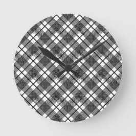 Black White Thin Glen Pset Pattern Ronde Klok