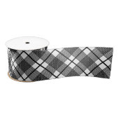 Black White Thin Glen Pset Pattern Satijnen Lint (Spoel)