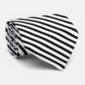 Black White Thin Tuxedo Stripe Stropdas (Opgerold)