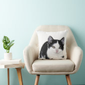Black White Thoughtful Kitten Sierkussen (Stoel)