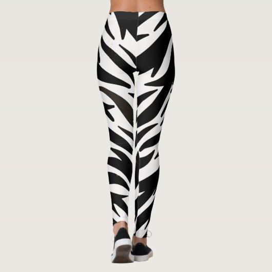 Black White Tiger Leggings - Animal Print Yoga Pan (Achterkant)