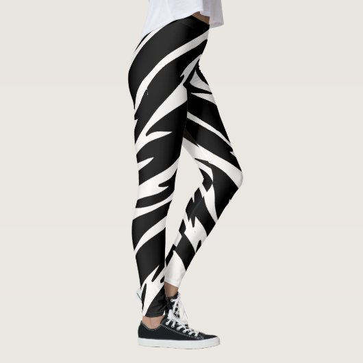 Black White Tiger Leggings - Animal Print Yoga Pan (Rechts)