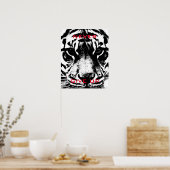 Black & White Tiger Never Give Up Motivational Poster (Keuken)