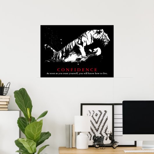 Black White Tiger Pop Art Trust Quote Poster (Thuiskantoor)