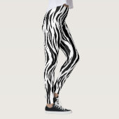 Black White Tiger Stripes Animal Print Pattern Leggings (Rechts)