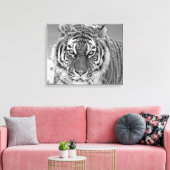 Black White Tiger Winter Photo Snow Mountain Canvas Afdruk (Insitu (Woonkamer))