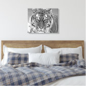 Black White Tiger Winter Photo Snow Mountain Canvas Afdruk (Insitu (Slaapkamer))
