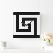 Black White Timeless Greek Key Modern Vierkante Klok (Huis)