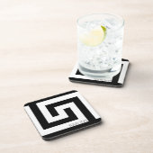 Black White Timeless Modern Greek Key Bier Onderzetter (Rechterzijde)