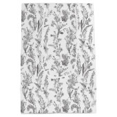 Black White Toile Elegant Floral Medium Cadeauzakje (Achterkant)