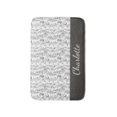 Black White Toile Floral Custom Name Badmat (Voorkant Verticaal)