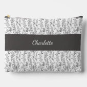 Black White Toile Floral Custom Name Etui (Voorkant)