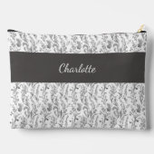 Black White Toile Floral Custom Name Etui (Achterkant)