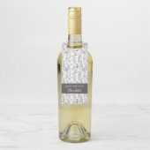 Black White Toile Floral Custom Name Gift Flessenhanger (Op fles)