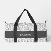 Black White Toile Floral Custom Name Plunjezak (Voorkant)