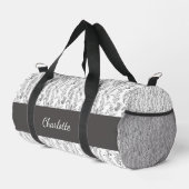 Black White Toile Floral Custom Name Plunjezak (Rechterhoek)