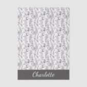 Black White Toile Floral Custom Name Tissuepapier (Voorkant)