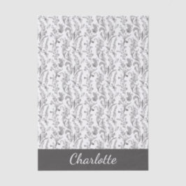 Black White Toile Floral Custom Name Tissuepapier