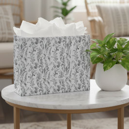 Black White Toile Floral Elegant Groot Cadeauzakje