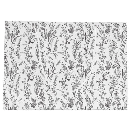 Black White Toile Floral Elegant Groot Cadeauzakje (Achterkant)