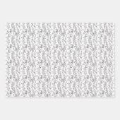 Black White Toile Floral Elegant Inpakpapier Vel (Voorkant 3)