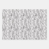 Black White Toile Floral Elegant Inpakpapier Vel (Voorkant 2)