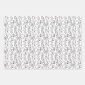 Black White Toile Floral Elegant Inpakpapier Vel (Voorkant)