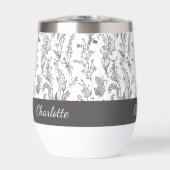 Black White Toile Floral Pattern Custom Name (Voorkant)