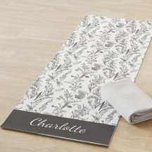 Black White Toile Floral Pattern Custom Name