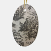 Black & White Toile Keramisch Ornament (Links)