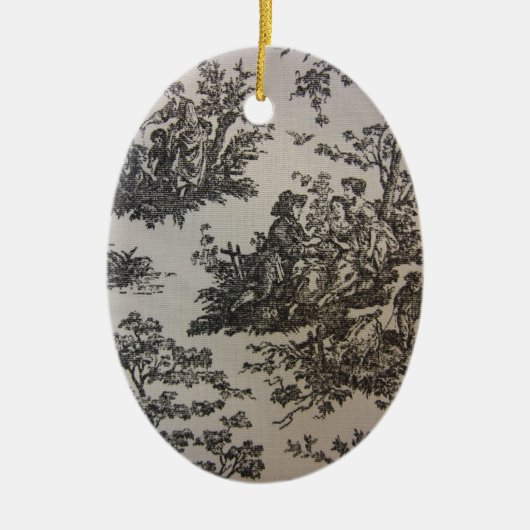 Black & White Toile Keramisch Ornament (Voorkant)