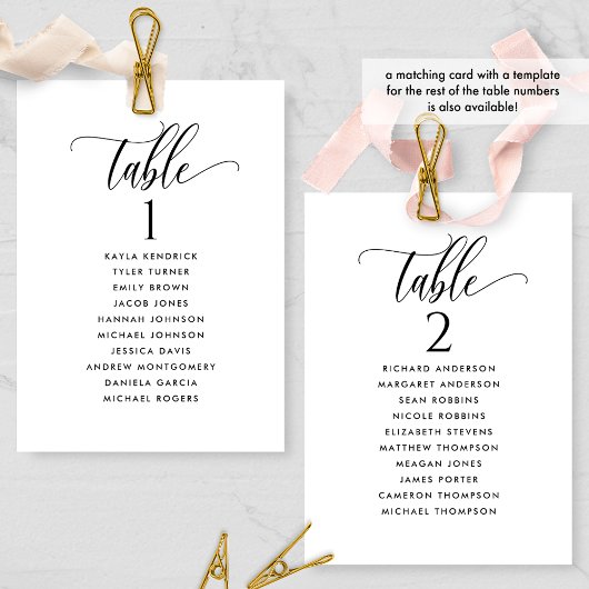 Black & White, Top Table Seating Plan Card