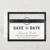 Black White & Touch of Gold Art Deco Bewaar de dat Aankondigingskaart (Voorkant / Achterkant)