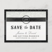 Black White & Touch of Gold Art Deco Bewaar de dat Aankondigingskaart (Voorkant)