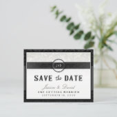 Black White & Touch of Gold Art Deco Bewaar de dat Aankondigingskaart (Staand voorkant)