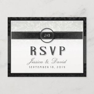 Black White & Touch of Gold RSVP Maaltijdselecties Uitnodiging Briefkaart