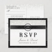 Black White & Touch of Gold RSVP Maaltijdselecties Uitnodiging Briefkaart (Voorkant / Achterkant)