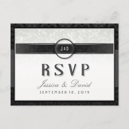 Black White & Touch of Gold RSVP Maaltijdselecties Uitnodiging Briefkaart
