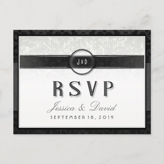 Black White & Touch of Gold RSVP Maaltijdselecties Uitnodiging Briefkaart (Voorkant)