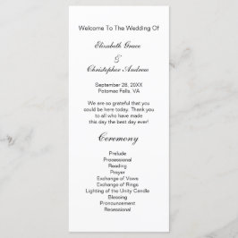 Black White Traditional Classic Wedding Program Menu