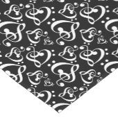 Black White Treble Clef Heart Muzieknoten Patroon Korte Tafelloper (Hoek)